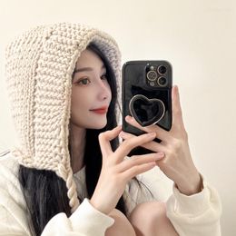 Berets Hats Sweet And Cute Little Red Hood Warm Knitted Woollen Hat Autumn/Winter Lace Ear Protection Lei Feng Korean For Women