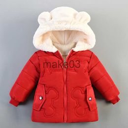 Down Coat 20 Winter Baby Girls Outerwear Cotton Thicken Hooded Jackets Plus Velvet Children Jackets Infants Girl Coats Parkas 1 2 3 4 Y J230823