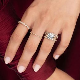 Cluster Rings CANNER Minimalist Thin Circle Gem Ins Single Row Drop Shape Gemstones Ring Fine Jewelry For Women Wedding Gift Wholesale