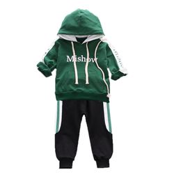 Clothing Sets Boys spring and autumn hooded sports casual wear suit male baby cute cartoon longsleeved twopiece 230823