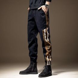 Men's Pants Autumn Cargo Men Drawstring Ankle Length 9 Part Trousers Streetwear Korean Fashion Cotton Casual Work 2023 230822