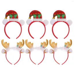 Bandanas 6pcs Creative Antler Headband Elf Hat Design Hair Bands Christmas Adorable Hoops With Ear Headdress Party Favours