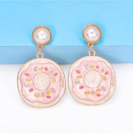 Dangle Earrings 2023 Metal Alloy Drop Oil Enamel Fashion Simple Round Geometric For Women Girls Party Jewelry Gifts