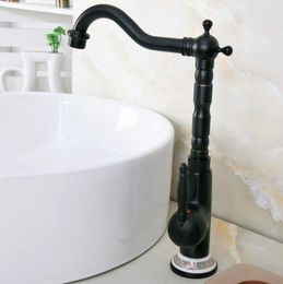 Kitchen Faucets Black Oil Rubbed Bronze Ceramic Base Wet Bar Bathroom Vessel Sink Faucet Single Hole Swivel Spout Mixer Tap Anf654