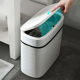 Waste Bins 14L Bathroom Waste Bins Press-Type Trash Can Household Waterproof Dustbin Storage Box Kitchen Garbage Bins Paper Basket 230823