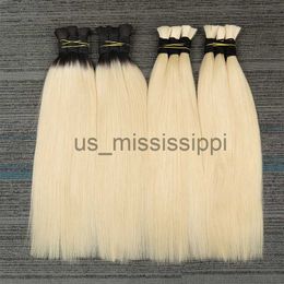 Synthetic Wigs Brazilian Straight Bulk Hair Virgin Human Hair 18"30" Natural Color Blonde 613 Colored Hair Bundles Free Shipping x0823