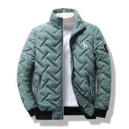 Men s Jackets Autumn and Winter HAZZYS Down Cotton Plush Jacket Baseball Collar Wind proof Waterproof Checker Diamond 230822