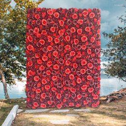 Party Decoration Red Artificial Flowers DIY Wedding Flower Wall Panels Silk Rose Backdrop Decor Customised