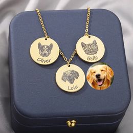 Strands Strings Personalised Gifts for Mom Unique Jewellery Pet P o Custom Dog Portrait Necklace Name Pendant Necklaces Memorial Gift Animal 230822