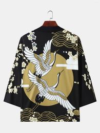 Men's Casual Shirts Summer Streetwear Kimono Cardigan Print Men Japanese Oversize Shirt Hawaiian Harajuku Y2K Asian Cosplay