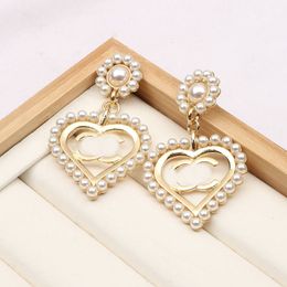 Luxury Designer Earrings Gold Plated Love Heart Letters Stud Pearl Earrings For Woman Jewellery Accessories Birthday Christmas Gifts