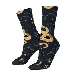 Men's Socks Sun And Moon Astronomy Witch Vintage Harajuku Zodiac Star Street Style Novelty Crew Crazy Sock Gift Pattern Printed