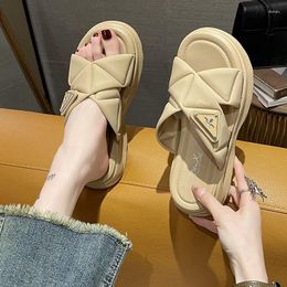 Elegant Summer Strap Sandals Cross Women's and Minimalist Thick Sole Versatile Slippers for Women Comfortable Non-slip Slides 61 Comtable 479 c