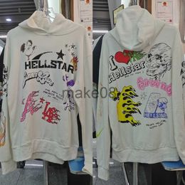 Men's Hoodies Sweatshirts Hellstar Men Women Flame Kirin Arms Graffiti Printed Hoodies Casual Loose High Street Hoodie J230823