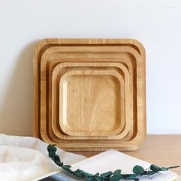 Storage Bottles Square Wooden Plate Afternoon Tea Tray Solid Wood Fruit Snack