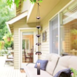 Garden Decorations Bell Wind Chimes Temple Red Copper with 5 Bells Feng Shui Chime for Home Yard Outdoor Decoration 230822