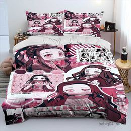 Bedding sets Anime Demon Slayer Comforter Bedding Set Duvet Cover Bed Set Quilt Cover case Size Bedding Set R230823