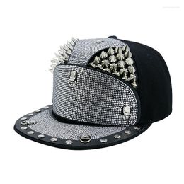 Ball Caps Men Women Cool Metal Rivet Armour Diamond Inlay SunShade Baseball Cap Sport Sunscreen Hip Hop Punk Street Dance Flat Hat A63