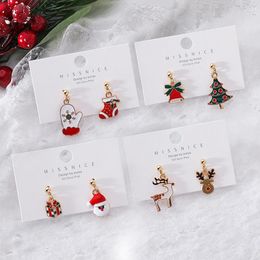 Stud Earrings 2023 Christmas Jewellery Cute Small Snowman Tree Snowflake Santa Claus Elk For Women Girls Gift Pendientes