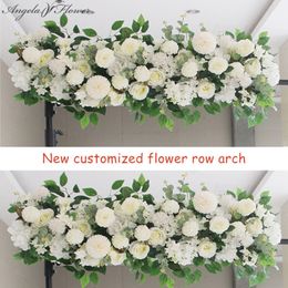 Decorative Flowers Wreaths 50100CM DIY Wedding Flower Wall Arrangement Supplies Silk Peonies Rose Artificial Floral Row Decor Marriage Iron Arch Backdrop 230823