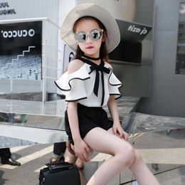 Clothing Sets Summer Girls Clothing Sets Kids T-shirt+Shorts Suits Short Sleeve Children Fashion Girl Clothes Outfit 8 10 11 Years