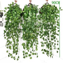 Faux Floral Greenery Artificial Plants Vines Wall Hanging Simulation Creeper Indoor Green Plant Decoration Fake Flower Rattan 230822