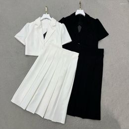 Work Dresses Spring And Summer Puffy Sleeve Shorts Suit Pleated Skirt Look Slim Versatile High-grade
