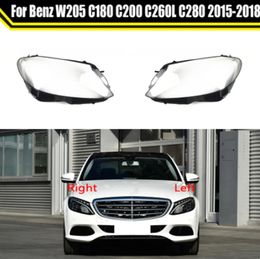 Front Car Lampcover For Mercedes-Benz W205 C180 C200 C260L C280 2015~2018 Lampshade Caps Shell Light Glass Lens Headlight Cover