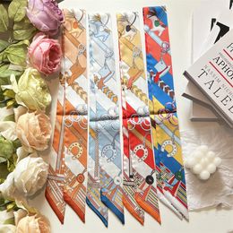 Rayon 2023 New Korean Style Narrow Strip Small Silk Ribbon Scarf Tie Bag Handle Scarves Decorative Scarf Thin for Customers