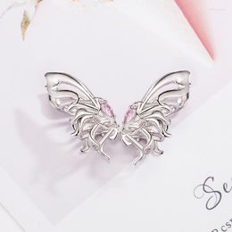 Backs Earrings KOFSAC Personality Zircon Pink Butterfly Clip For Women Exquisite 925 Sterling Silver Earring Jewellery Girl Trendy Gifts