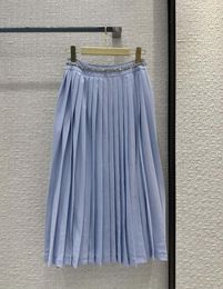 Skirts Waist Embellished Pleated Long Half Skirt Custom Pure Hand-stitched