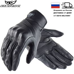 Five Fingers Gloves Classic Retro Cow Leather Motorcycle Black Full Finger Motorbike Locomotive Touch Screen Guantes Moto Glove 230823