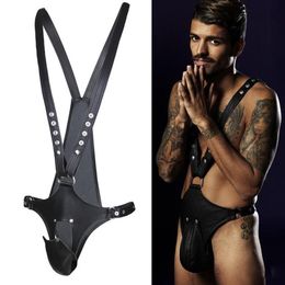 Bras Sets Erotic Underwear BDSM Fetish Costume Men Male Harness Body Bondage Belt Strap Punk Rave Cock Cage Lingerie Gay Clothing291W