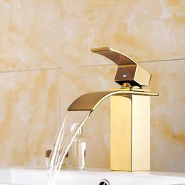 Bathroom Sink Faucets Basin Vanity Faucet Single Handle Waterfall Mixer Deck Mounted & Cold Water