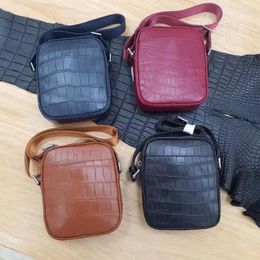 Briefcases 2023 Crocodile Belly Skin Shoulder Messenger Men Bag Genuine Alligator Leather Small Size Cross Body Outside Daily Phone