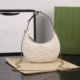 2023 Designer Crescent Handbag Classic cowhide bronze chain hand diagonal span 699514