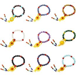 Strand SUNYIK 10mm Stone Beads Bracelet 21 Mala Prayer Elastic Bangle 7 Chakra Crystal Healing Balancing Reiki Yoga Jewelry