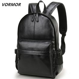 School Bags VORMOR Brand Men Backpack Leather Bag Fashion Waterproof Travel Casual Book Male 230823