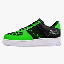 Customised shoes Men's fashionable casual shoes DIY women's shoes White sole, black green body, spider web 87675