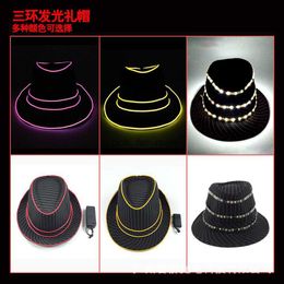 Led Luminous Top Hat Gentleman British Trend Fashion Prom Party Prop Top Hat European And American Popular Jazz Hat HKD230823