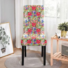 Chair Covers Elastic Flower Print Cover Spandex Stretch Floral Seat For Dining Room Slipcovers Wedding El Banquet Decor