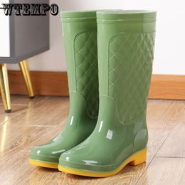 Rain Boots Boot Adult Work High Tube Water Shoes Anti Slip Summer Single Soild Color Waterproof Plaid Rubber 230822