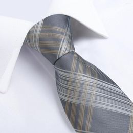 Bow Ties Dubulle Grey Silver Plaid 2023 Silk Wedding Tie For Men Gift Mens Necktie Fashion Business Party Dropshiping Designer