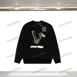 xinxinbuy Men women designer Sweatshirt Graffiti Letter Embroidery tools sweater green Grey blue black white XS-L