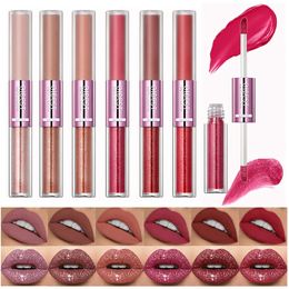 Lipstick Lip Makeup Set 6pcs Liquid Lipstick 2 in 1 Lip Tint Waterproof Long -lasting Moisture Red Lip Matte Lipstick Cosmetics for Women 230823