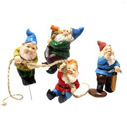 Garden Decorations Gnomes Set 4 PCS Miniature Gnome Fairy Decoration Resin For