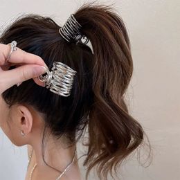 Headwear Hair Accessories High Ponytail Fixed Holder Metal Claw Clip Korean Large Vertical Hairpin for Women 230823