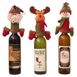 Christmas Wine Bottle Cap Set Cover Christmas Decorations Hanging Ornaments hat Xmas Dinner Party Home Table Decoration Supplies SN853