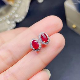 Stud Earrings Ewlery Elegant 925 Silver Ruby For Party 4mm 6mm Translucent Natural Fashion Jewellery