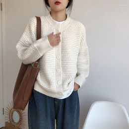 Women's Knits 2023 High Quality Women Autumn Warm Top Mujer Sweater Knitted Beige White Cardigans Long Sleeve Winter Pull Femme